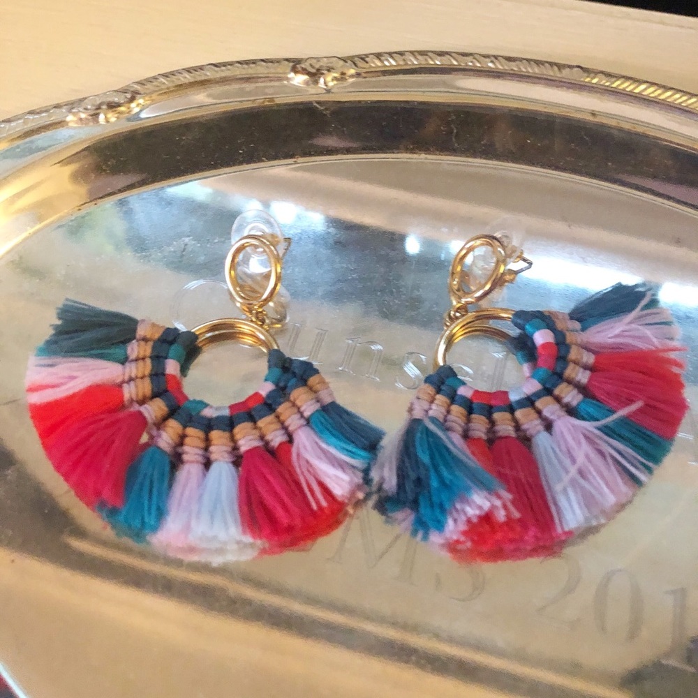 SOLD - JCrew Fan Tassel Earrings - Picture 2 of 4